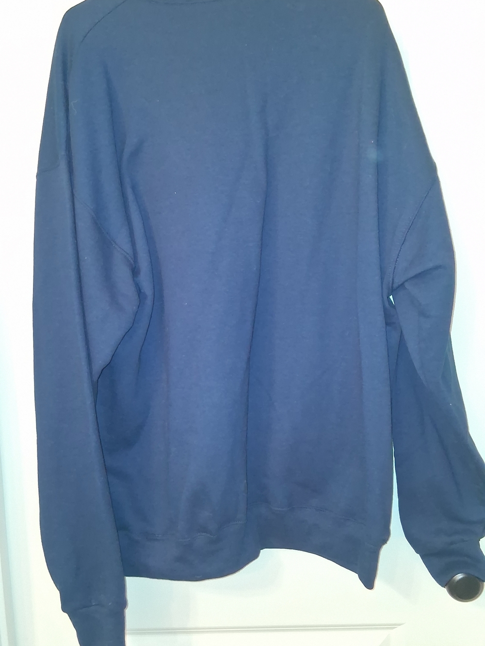 Jerzees Navy Crewneck Sweatshirt with White Patriotic Script - Picture 4 of 4